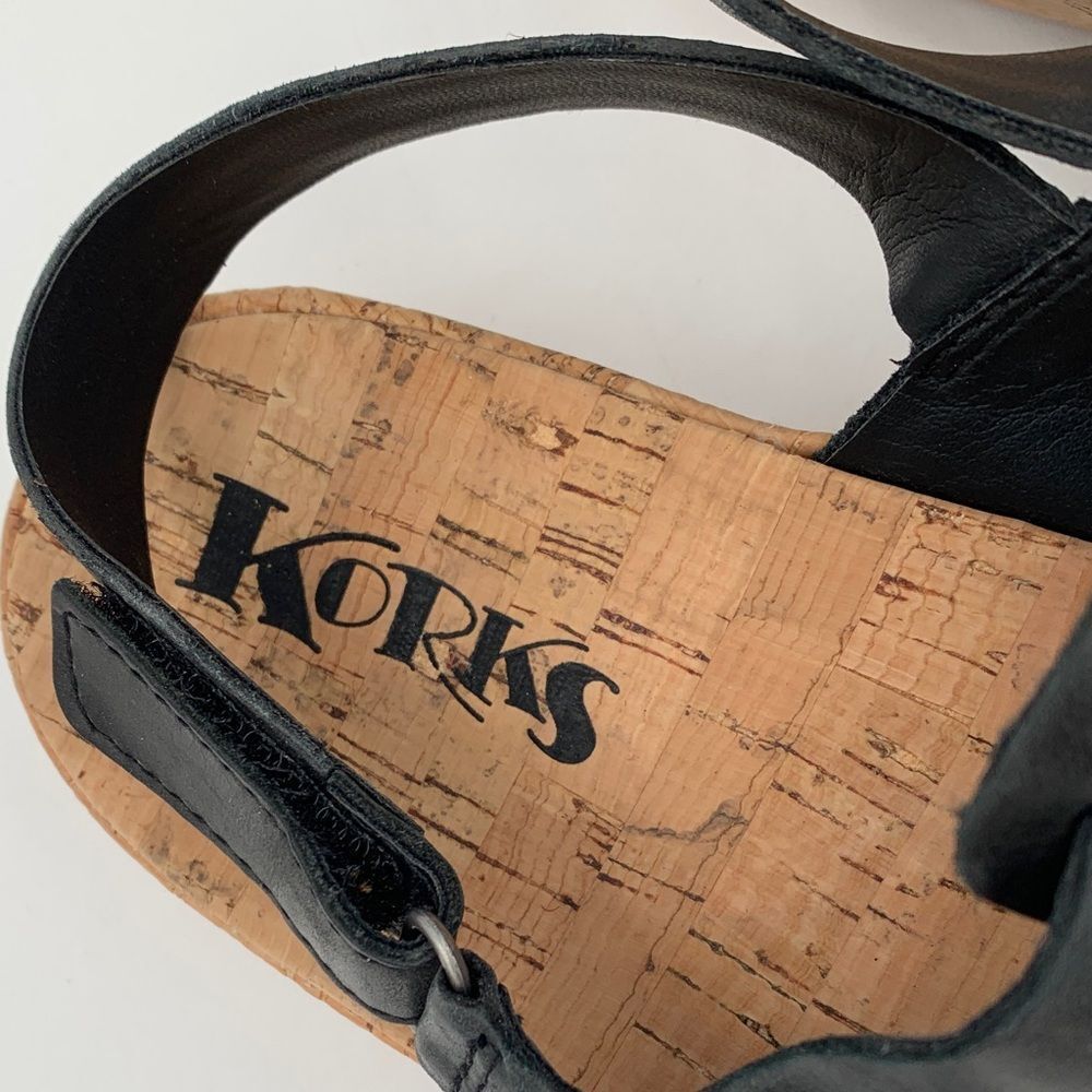 Kork-Ease Black Leather Cork Platform Strappy Sandals Size 8 - Picture 2 of 11